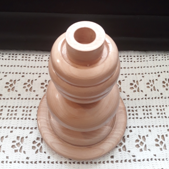 Vintage Mid-Century Maple Hand Turned Wooden Candle Holder - Picture 5 of 11
